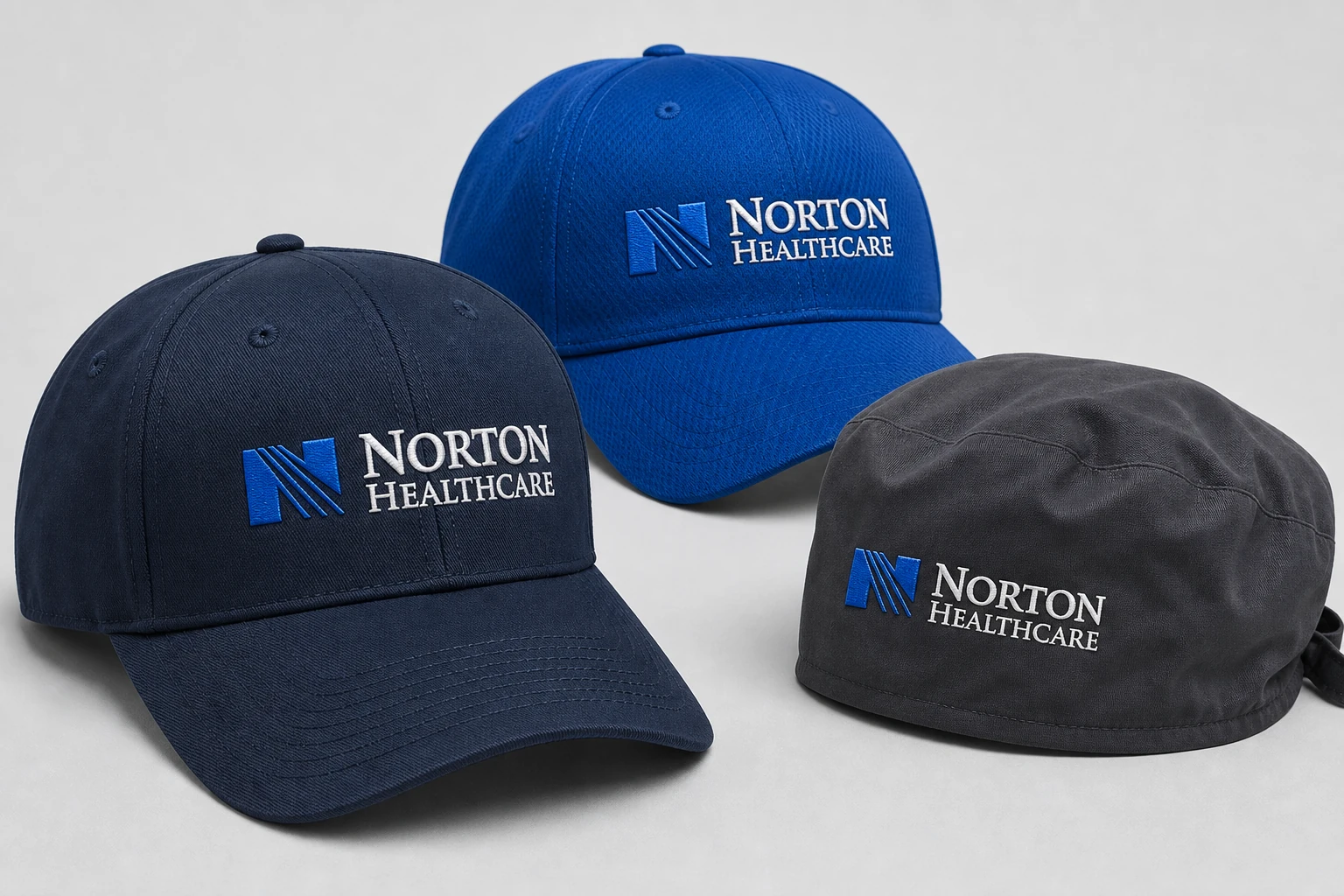 Embroidered caps for healthcare employees