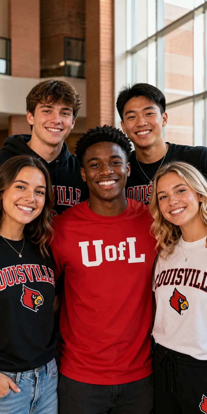 University of Louisville students in Cardinals spirit wear decorated by Quality First